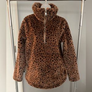 Abercrombie & Fitch Leopard Faux Fur Zipup